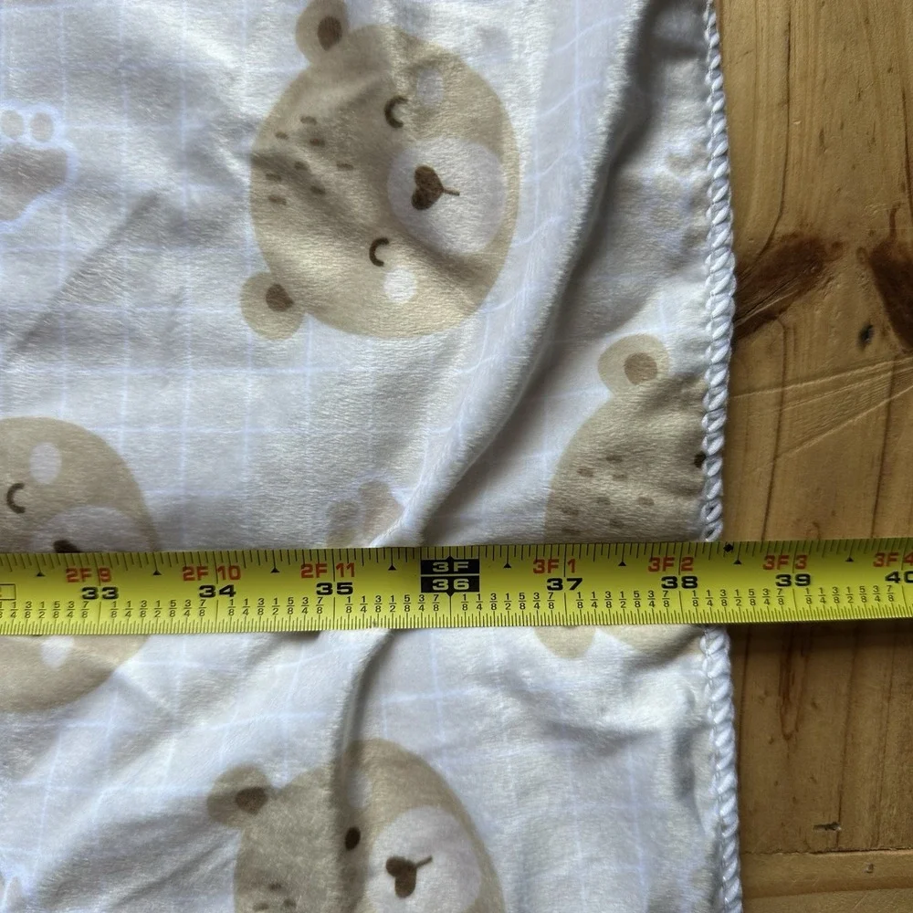 Baby Blanket Throw Super Soft Reversible Cuddly Friends Bear Faces Paws 38 X 29
